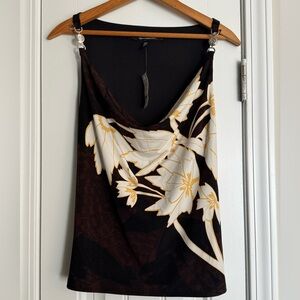 Floral Black and White Sleeveless Top